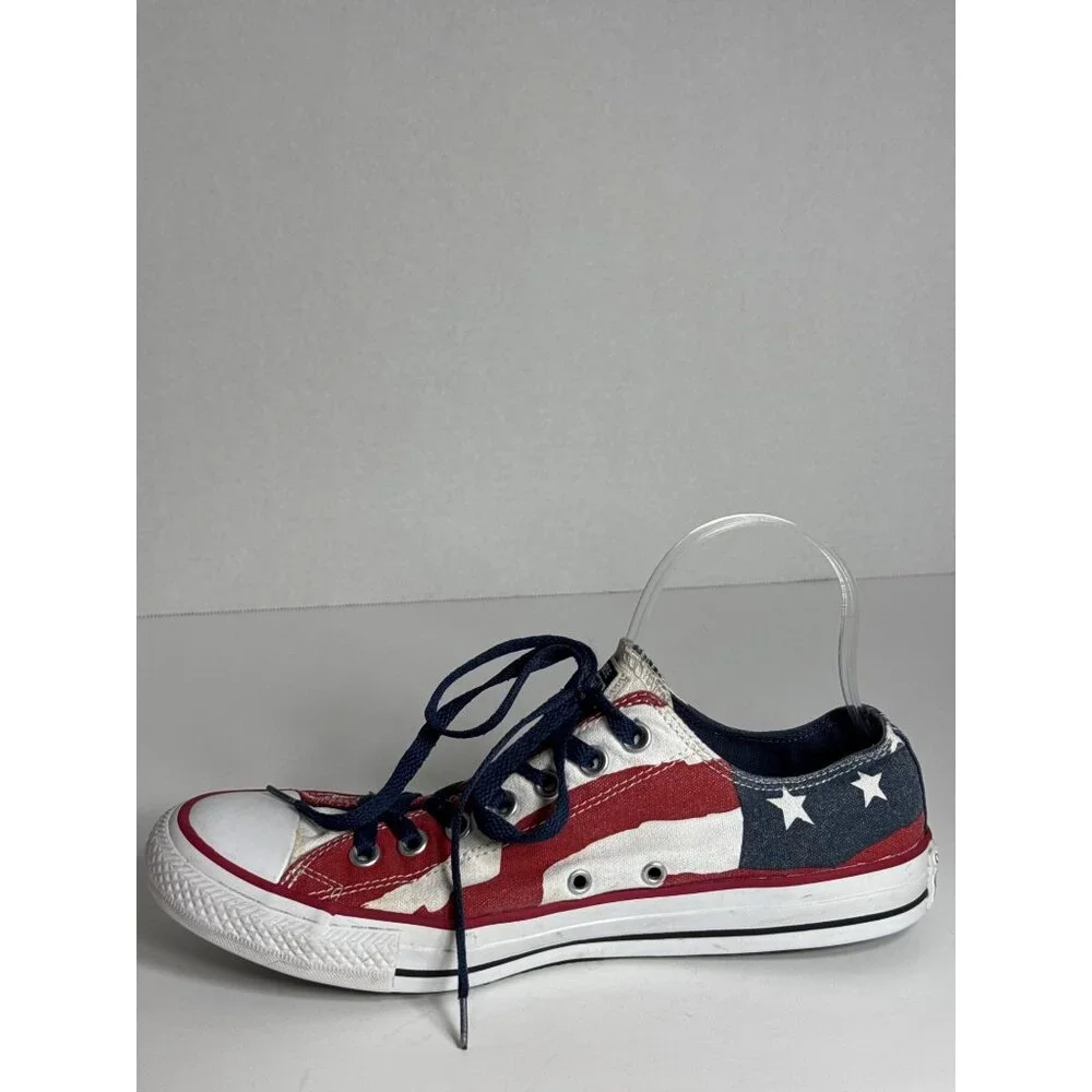 Converse All Star Low Top Sneakers American Flag Print Canvas Size 8.5 Mens - Picture 10 of 16